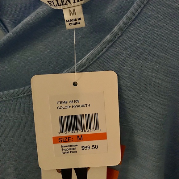 NWT Ellen Tracy Top Blue, Medium Bow - Picture 5 of 7